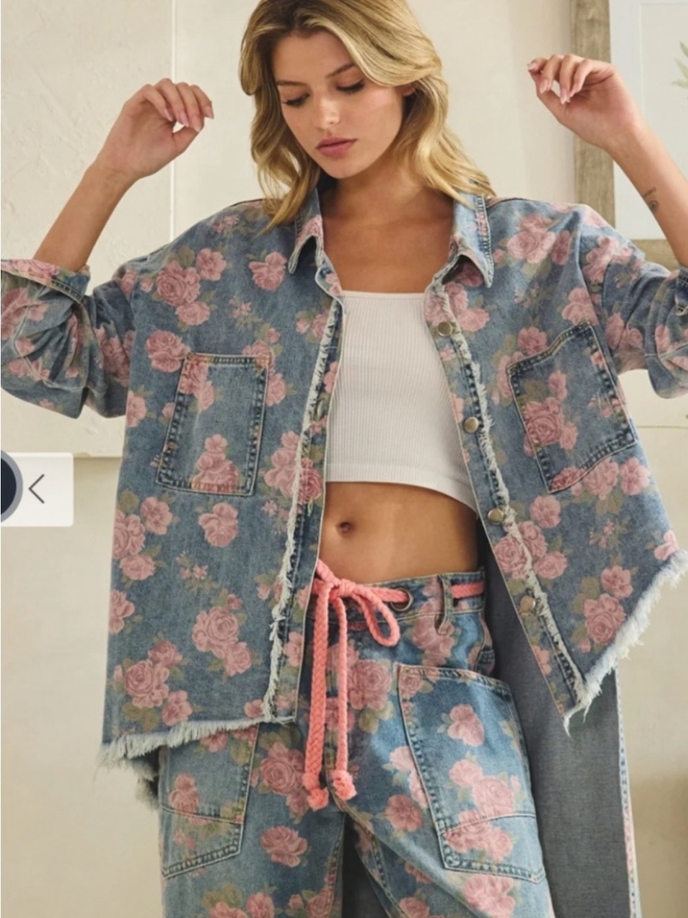 Oli & Hali Floral Denim Jacket and jeans Set
